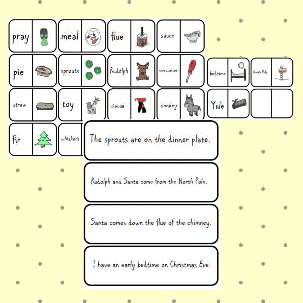 Phase 5 Christmas Words and Sentences Graphemes Pictures Phonemes Phonics Flashcards