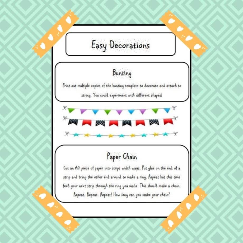 Easy Decorations Bunting Paper Chain