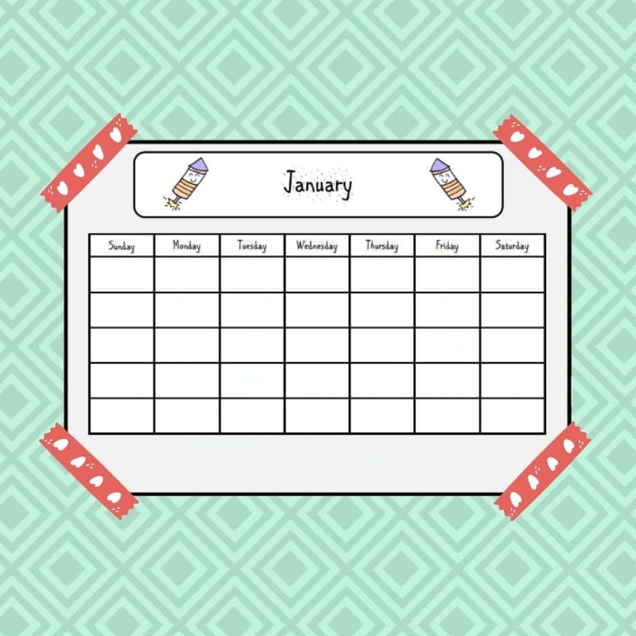 January planning calendar