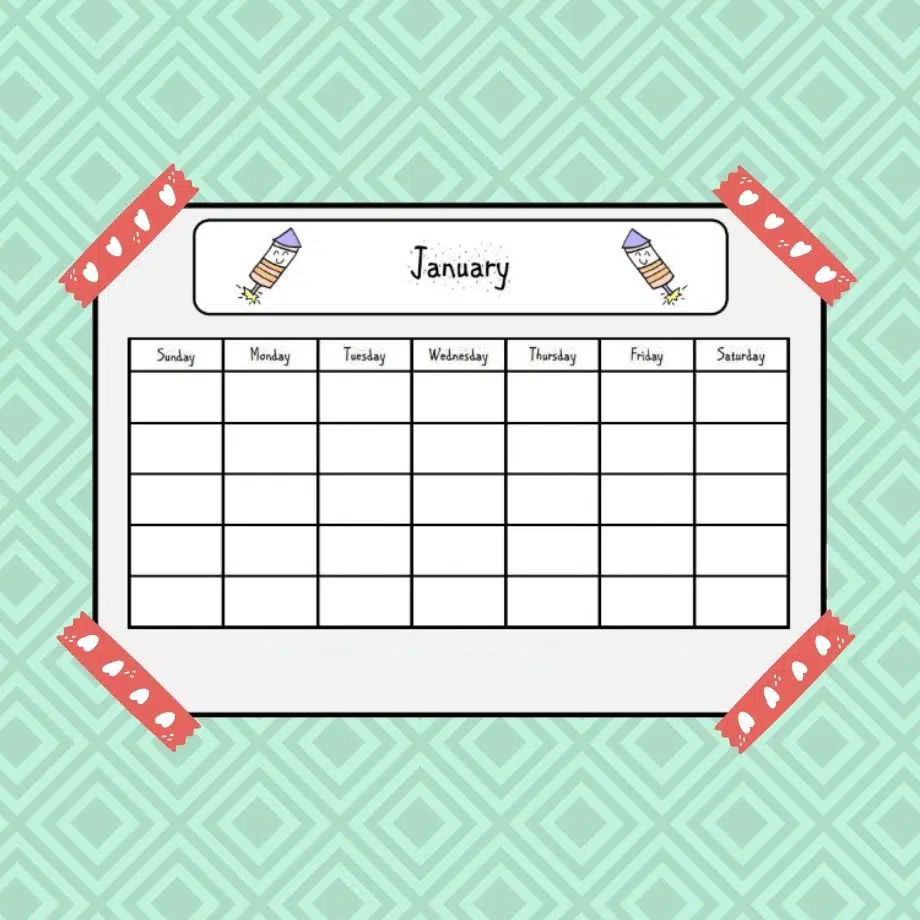 January planning calendar
