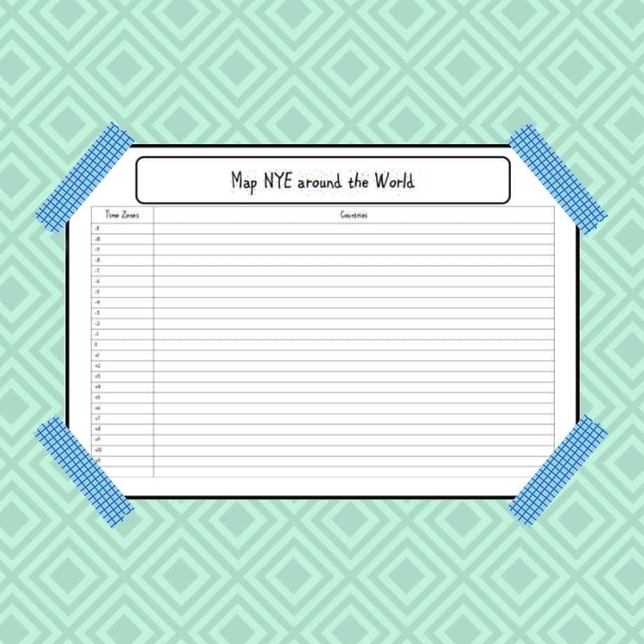 table template New Year Eve world