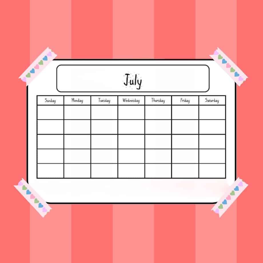 July Homeschooling Planner