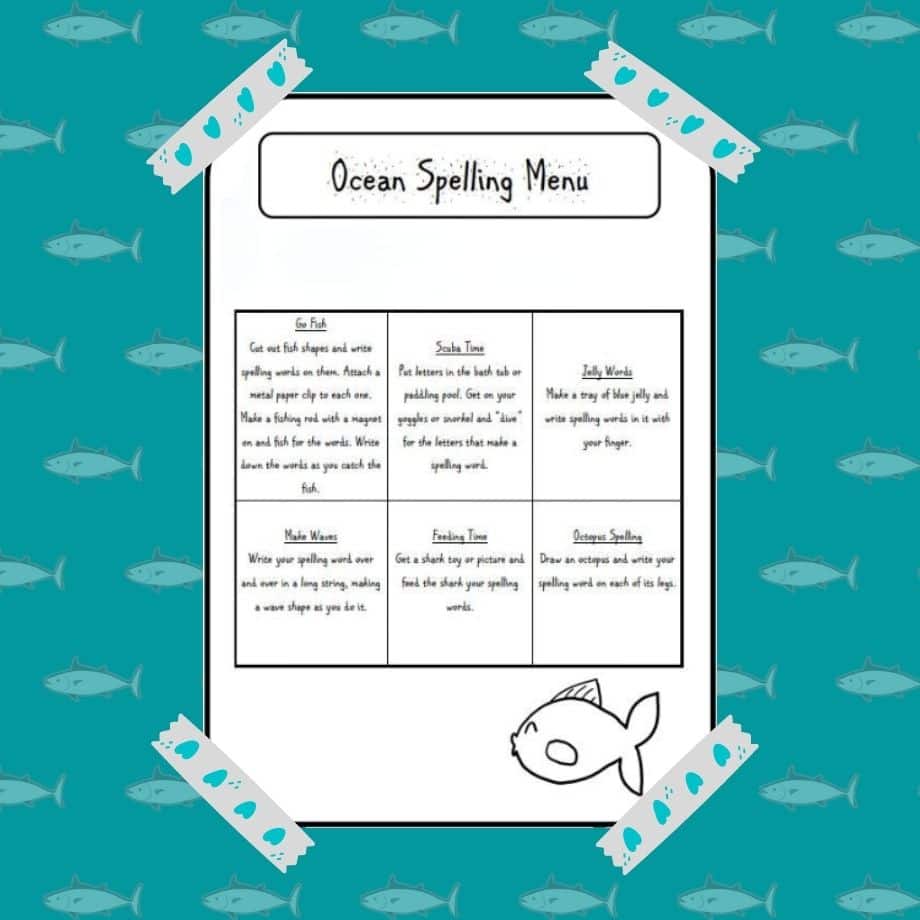 Ocean Spelling Menu