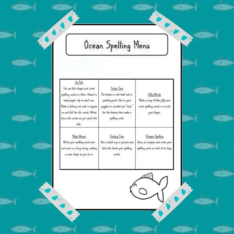 Ocean Spelling Menu
