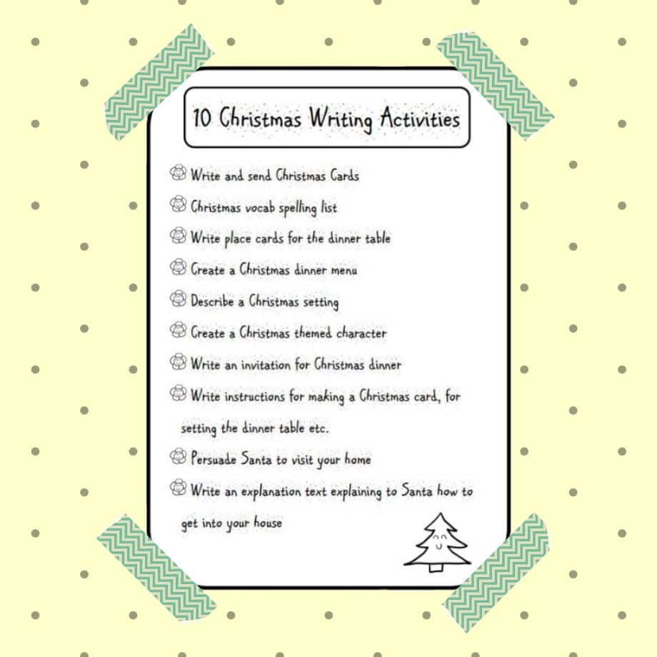 10 Christmas Writing Activity List