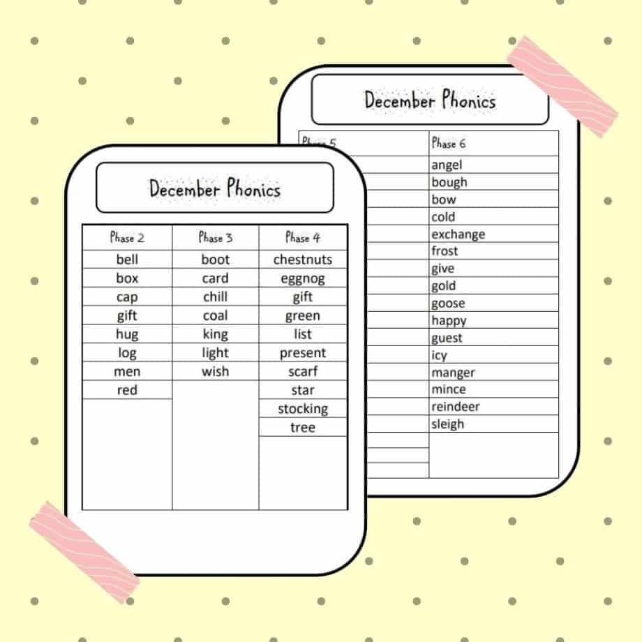 December Phonics Phases