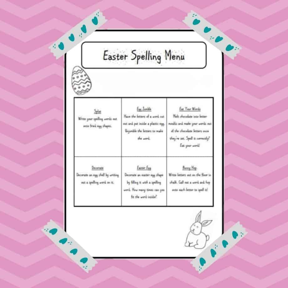 Easter Spelling Menu