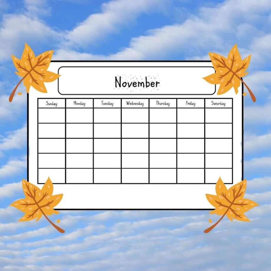 November Printer-Friendly Planner