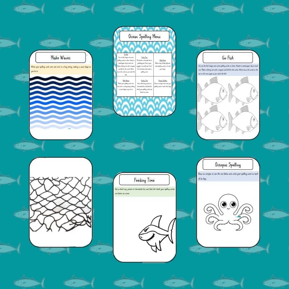 Ocean Spelling Menu Activity Pack