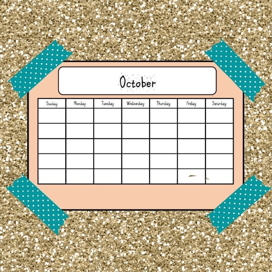 October Color Planning Calendar